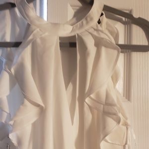 White xoxo chiffon- sexy deep v neck tie in back